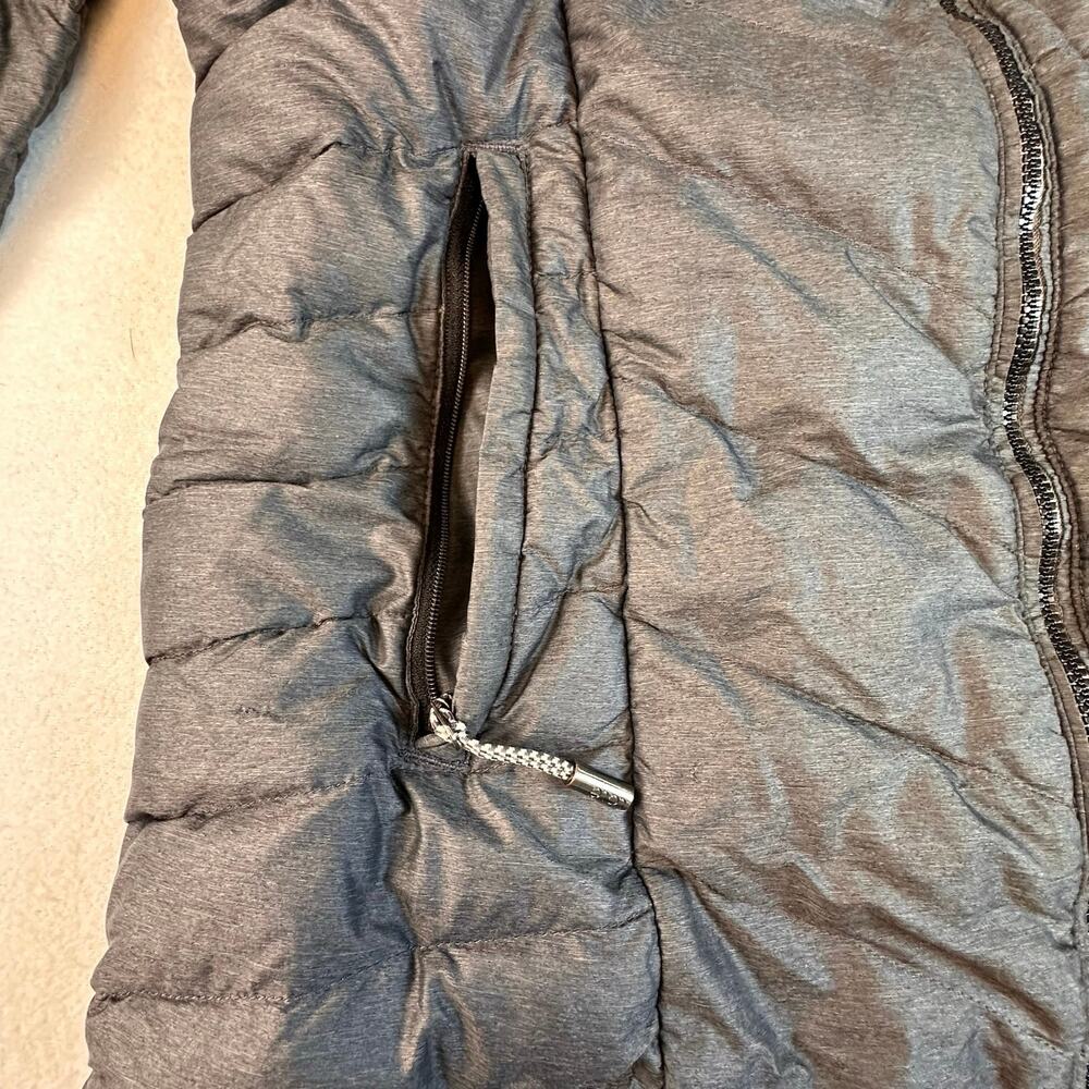 Lole Puffer Jacket Duck Down Women's XL Grey Mid Length Hooded Parka Winter FLAW - Picture 14 of 14